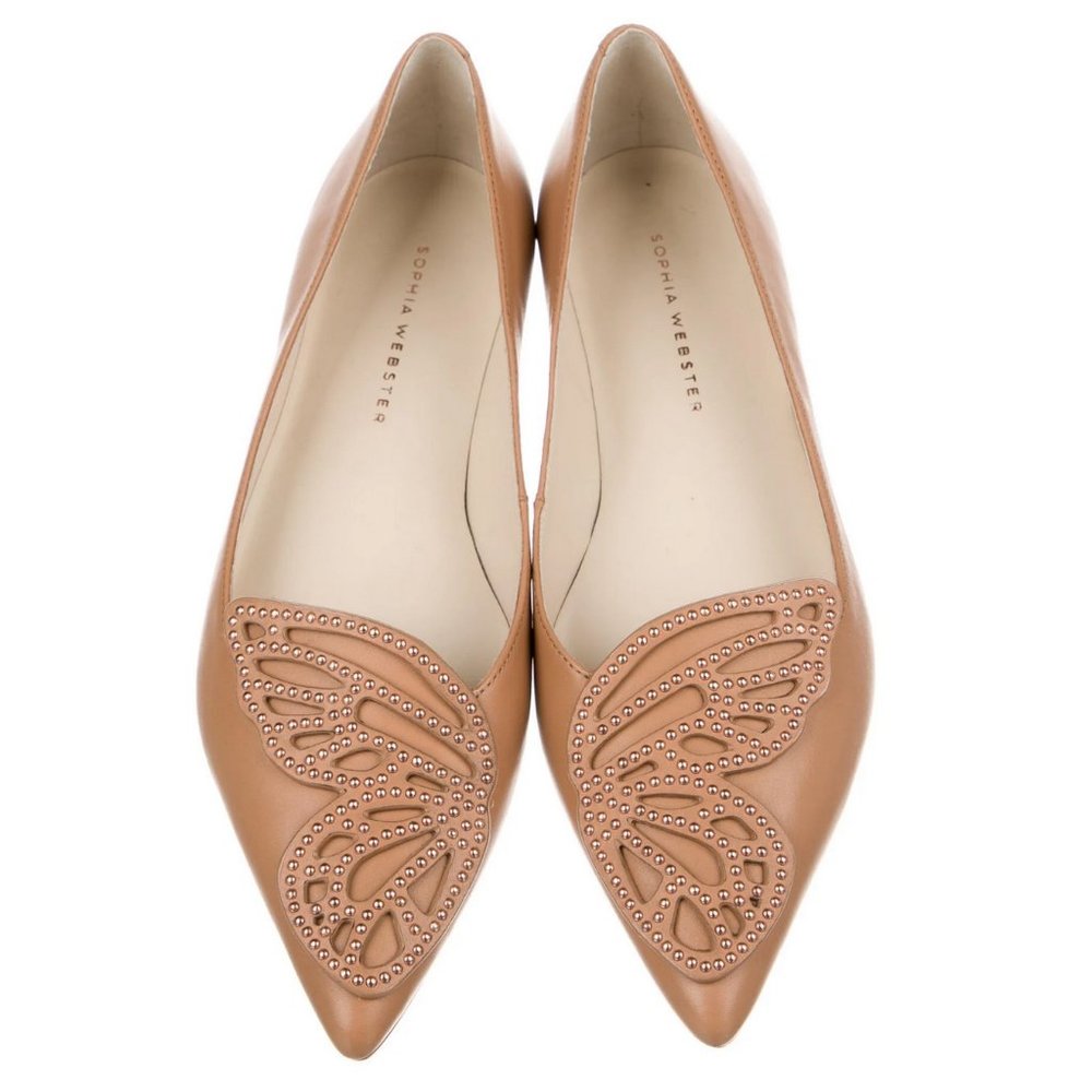 Sophia Webster- Bibi Stud Butterfly Tan Ballet Flats EU 36